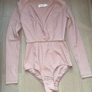 Zimmermann Dusty Pink Long-Sleeve V-Neck Bodysuit